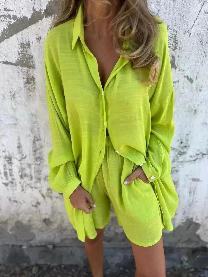 ENSEMBLE CHEMISE À MANCHES LONGUES PANTALON COURT