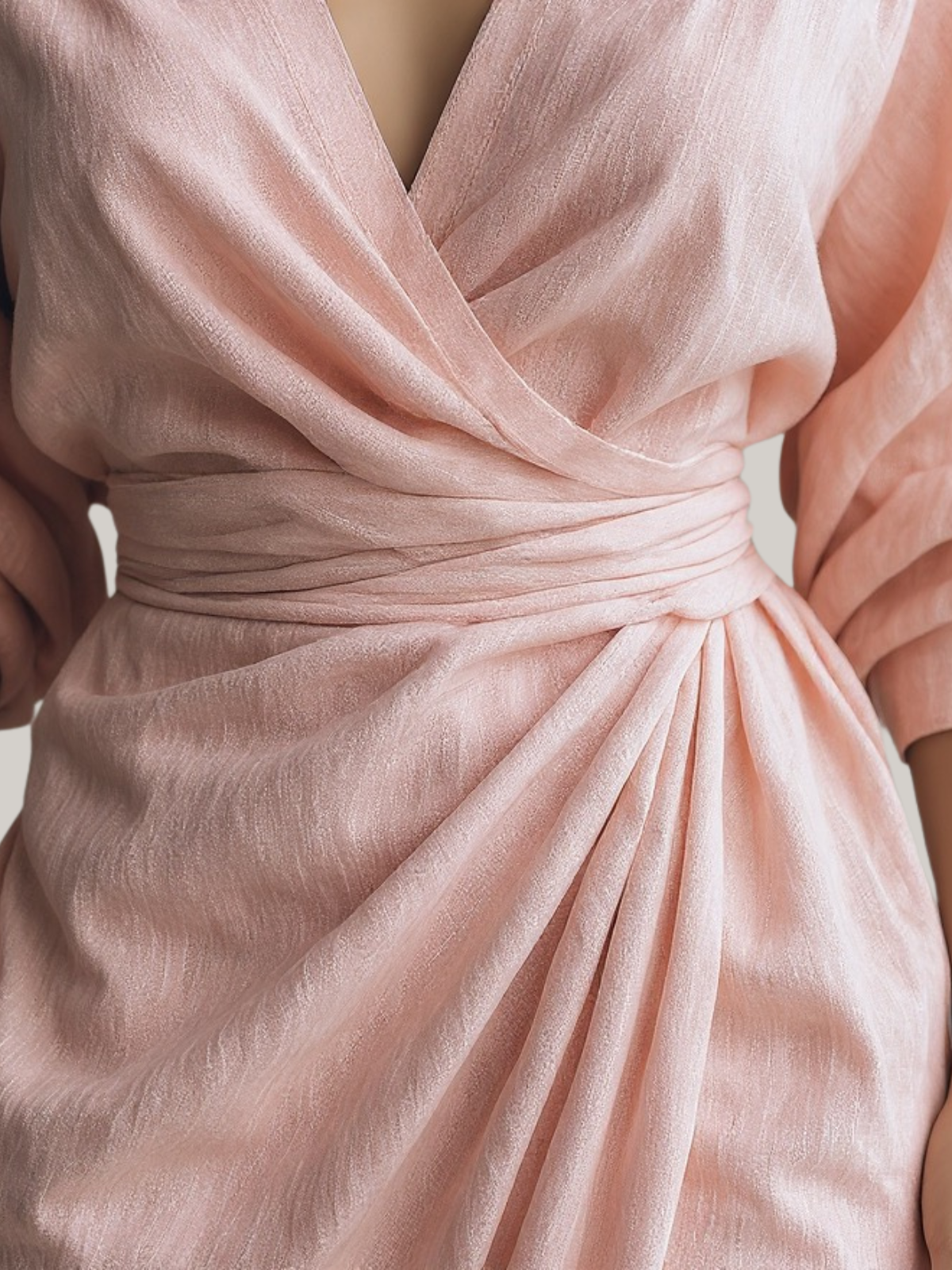 Blush Linen Wrap Maxi Dress