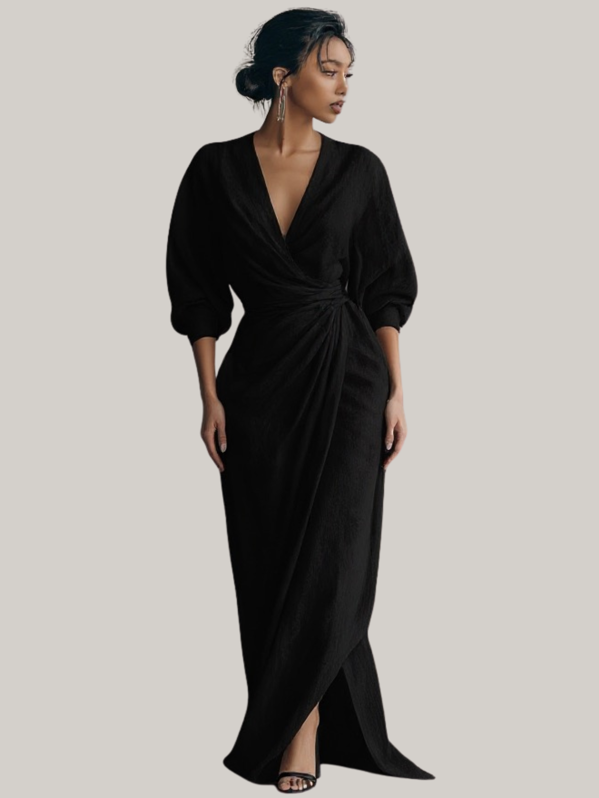 Blush Linen Wrap Maxi Dress