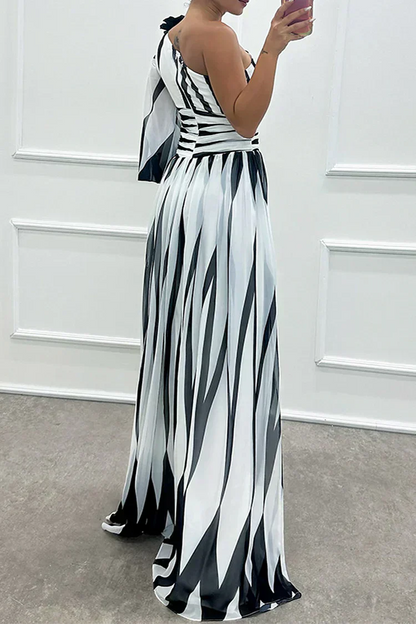 Shiloh - Robe Maxi Élégante à Rayures avec Une Épaule