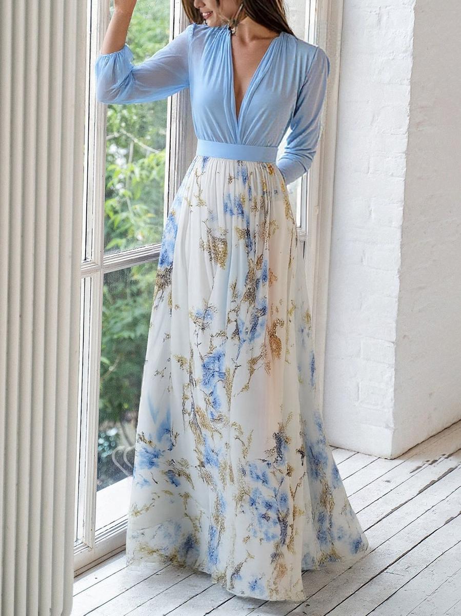 Magnifique Robe Maxi avec Imprimé Floral