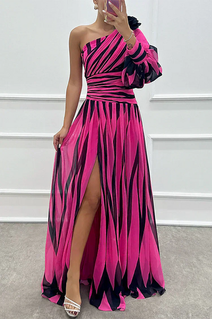 Shiloh - Robe Maxi Élégante à Rayures avec Une Épaule