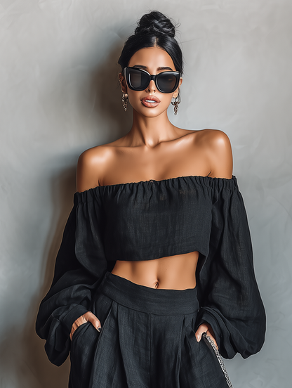 ENSEMBLE MINIMALISTE BLOUSE COURTE