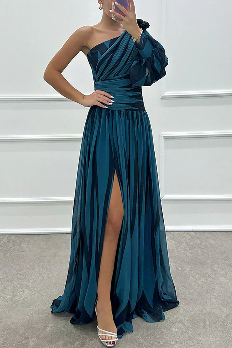 Shiloh - Robe Maxi Élégante à Rayures avec Une Épaule