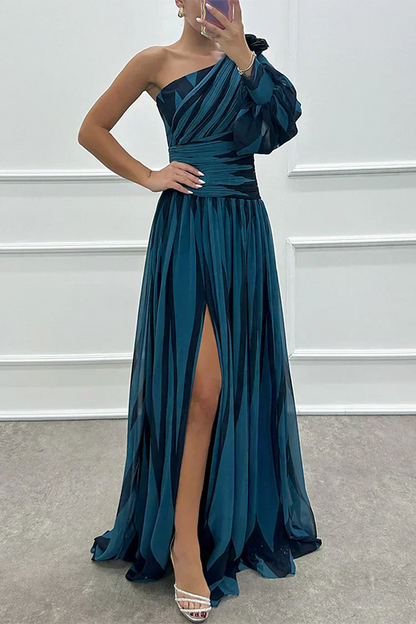Shiloh - Robe Maxi Élégante à Rayures avec Une Épaule