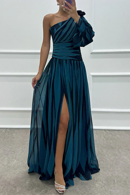 Shiloh - Robe Maxi Élégante à Rayures avec Une Épaule