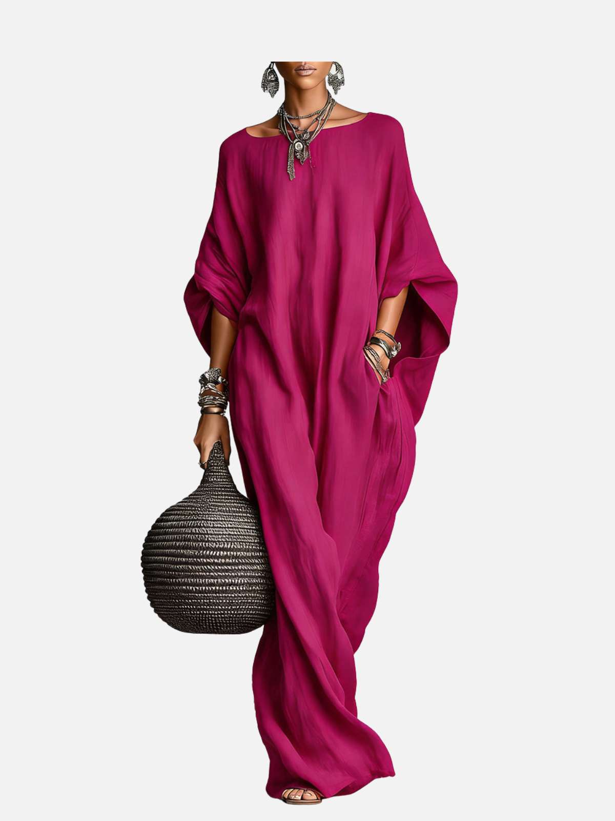 Robe Longue Sans Manches en Coton et Lin Minimaliste Décontractée