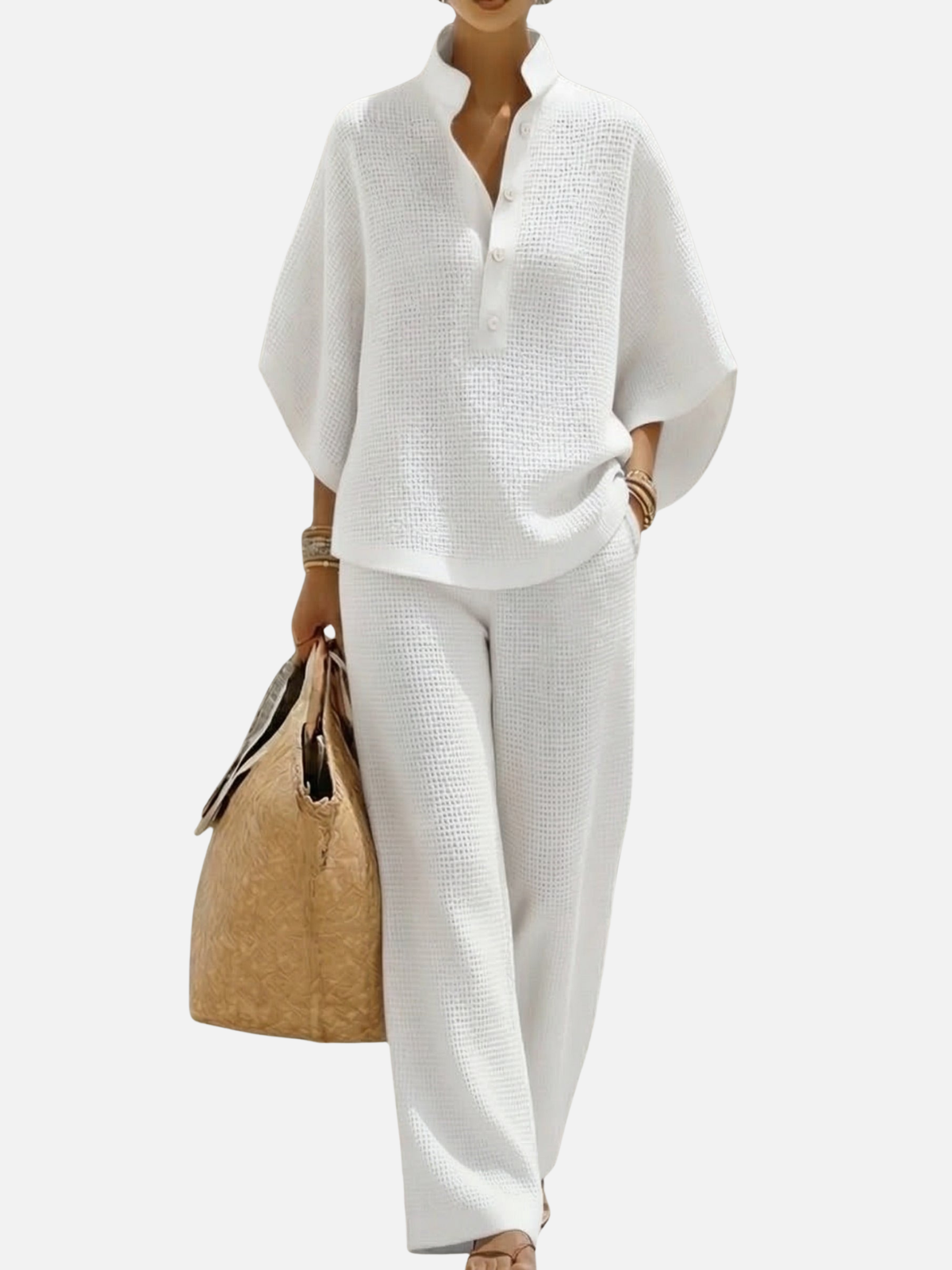 Ensemble Deux-Pièces Waffle pour Femmes