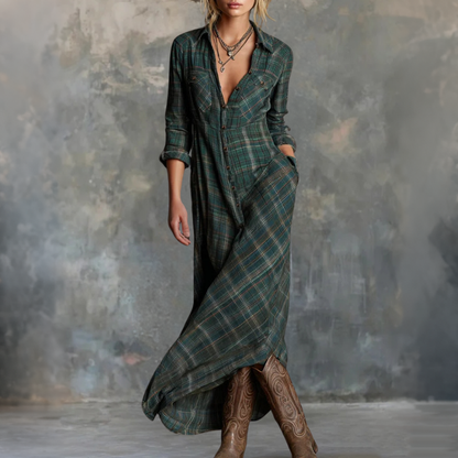 Talia™ | Robe à carreaux boho moderne