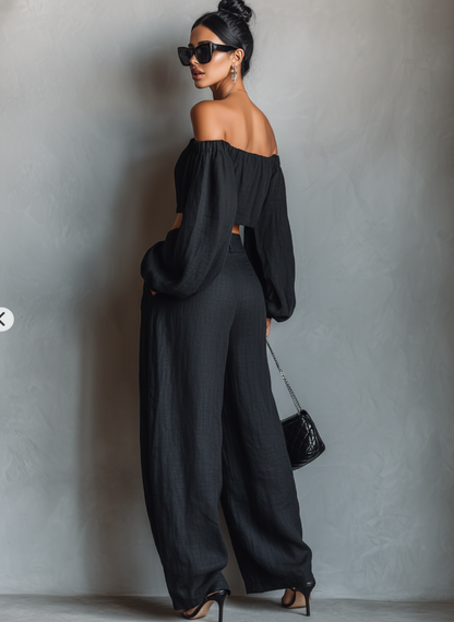 ENSEMBLE MINIMALISTE BLOUSE COURTE