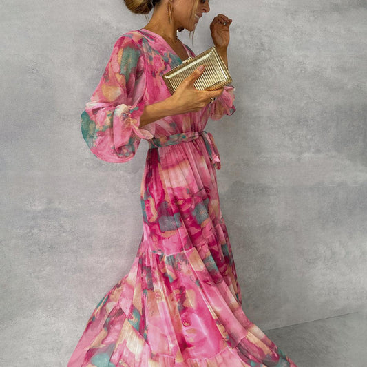 Robe Croisée avec Imprimé Floral