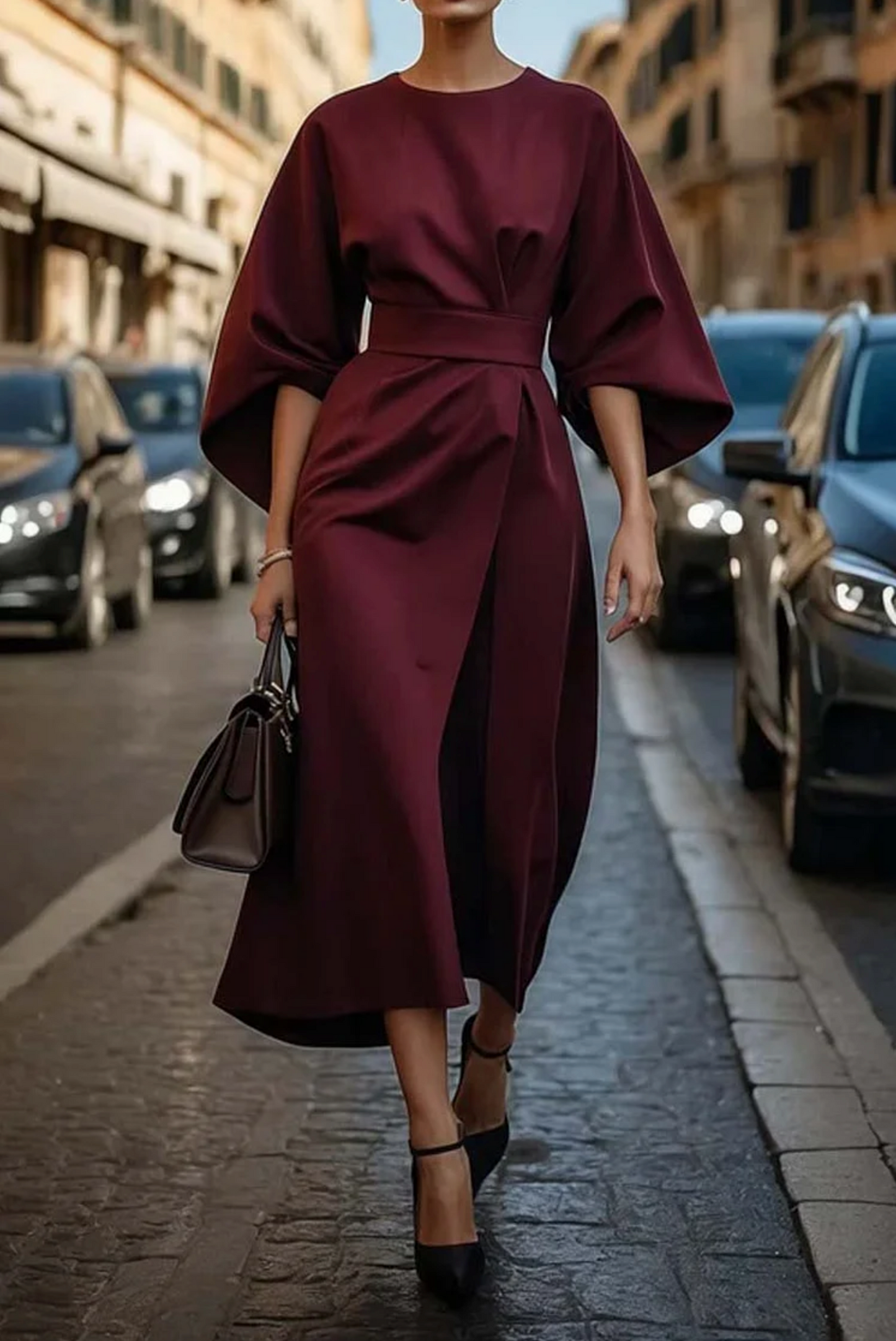 Matzliah™ | Robe Élégante à Manches Bouffantes