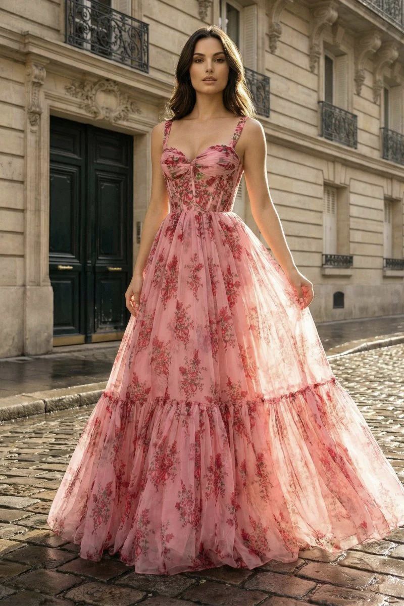Robe en Tulle à Volants Superposés Elysian