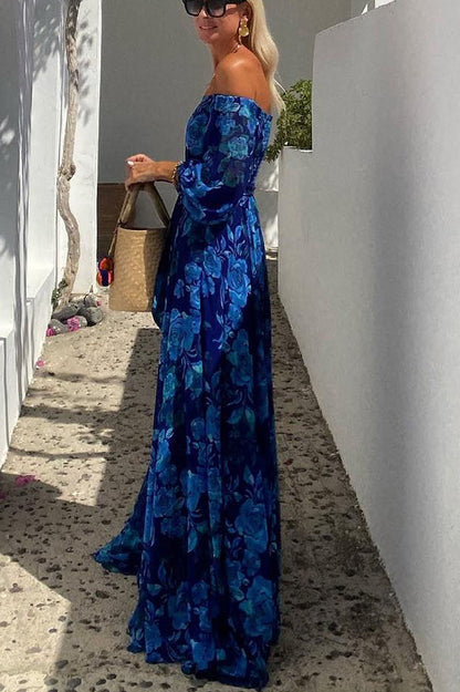 Francesca - Robe longue à imprimé floral et manches dénudées