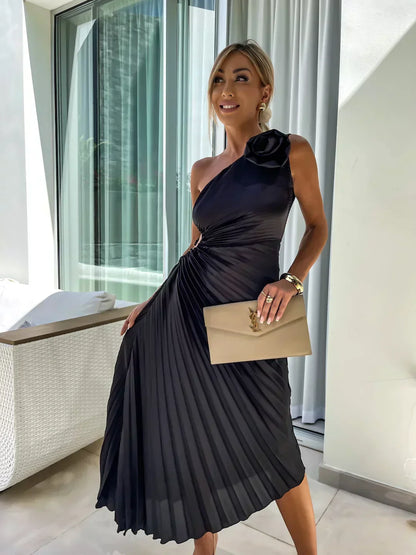Eya™ | Élégant Robe Maxi Florale à Une Épaule