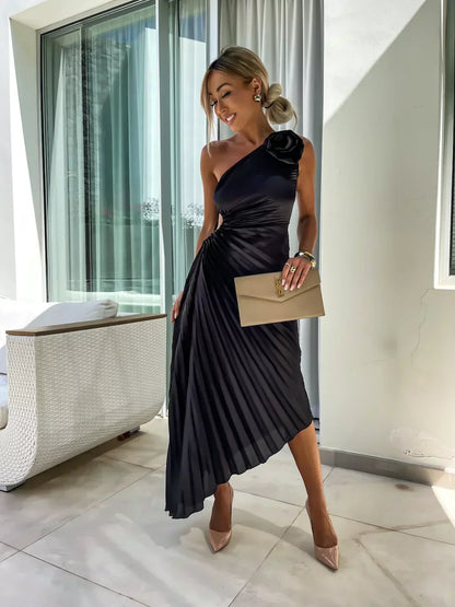 Eya™ | Élégant Robe Maxi Florale à Une Épaule