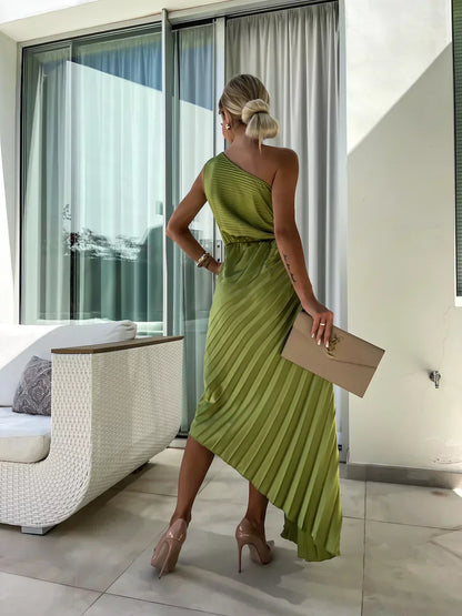 Eya™ | Élégant Robe Maxi Florale à Une Épaule