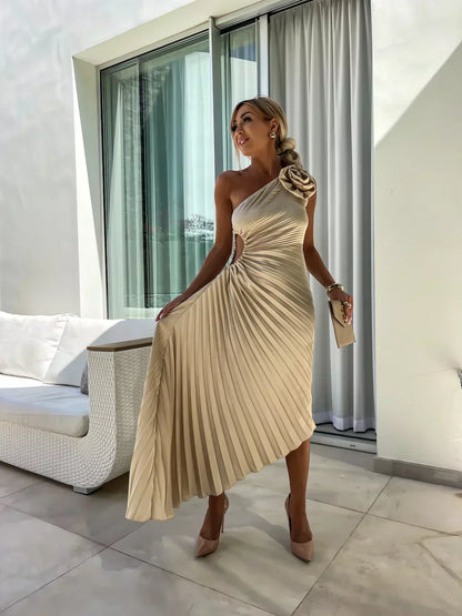Eya™ | Élégant Robe Maxi Florale à Une Épaule